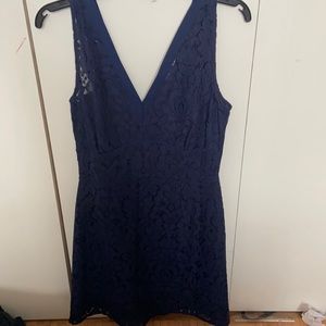 NWT BB Dakota Navy Blue Lace V Neck A line knee length Mini Dress